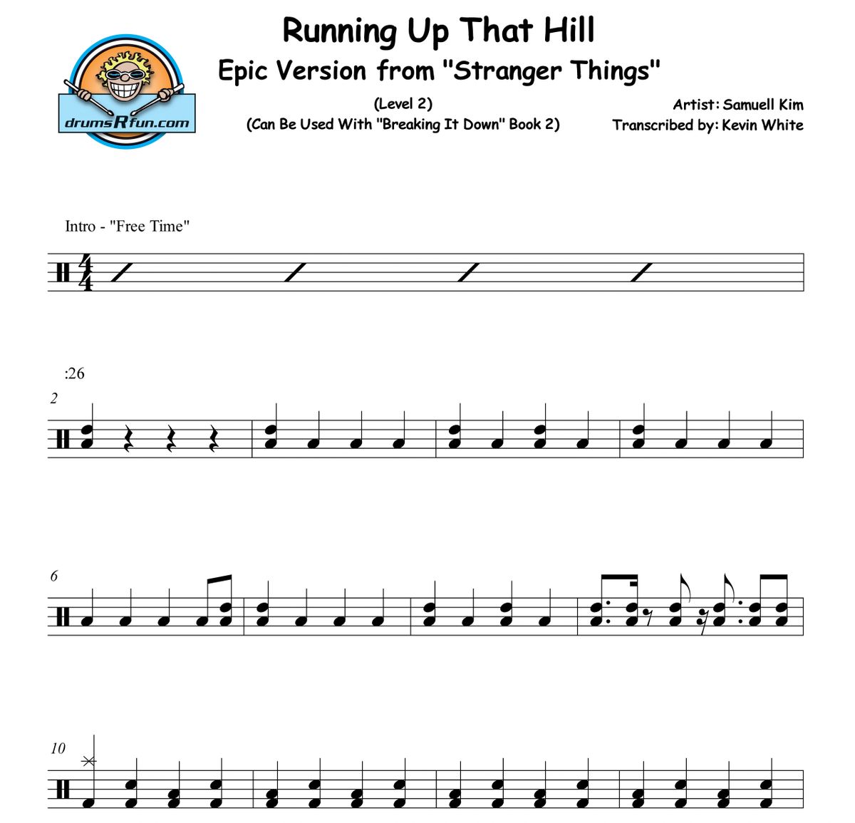 Samuel Kim, Running Up That Hill Drum Transcription Level 2